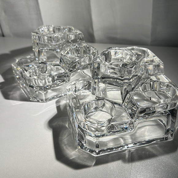 Vintage Crystal Glass Tea light Castle Block Set of 2 —-RETIRED ITEM—- - Picture 5 of 12